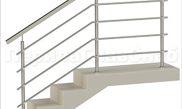 Четыре ригеля на держателях, квадратный поручень и круглые стойки купить в Перми