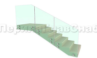 Ограждение для лестницы на несущем стекле с точечным креплением в торец для крыльца купить в Перми