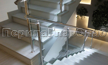 Нержавеющие перила и ограждения со стеклом и подсветкой купить в Перми