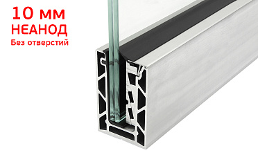 Комплект профиля зажимного для стекла 10мм и 5+5 , без отверстий, НЕАНОД. алюминий 100х60мм, т100-4-10  купить в Перми