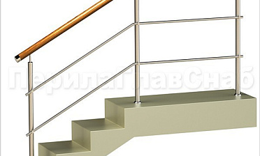 Два ригеля на держателях, круглый деревянный поручень и круглые стойки купить в Перми