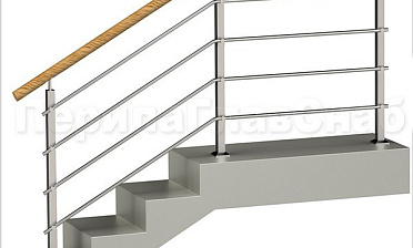 Четыре ригеля на держателях, круглый пластиковый поручень и квадратные стойки купить в Перми