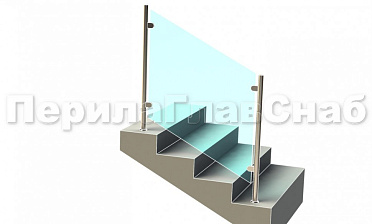 Ограждения лестницы без поручня с зажимными стеклодержателями и стойками купить в Перми