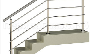 Четыре ригеля на сварке, круглый поручень и квадратные стойки купить в Перми