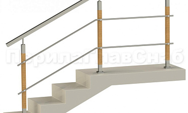 Два ригеля на держателях, квадратный поручень и квадратные деревянные стойки купить в Перми