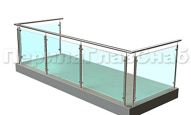 Ограждение из нержавеющей стали со стеклами для балкона купить в Перми