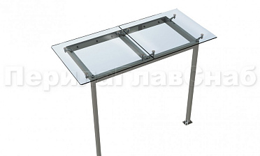 Стеклянный козырек на прямом каркасе со стойками купить в Перми