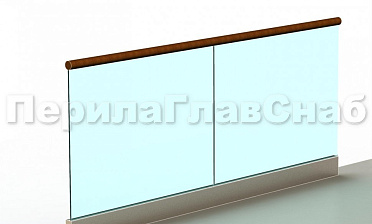 Ограждение с деревянным поручнем на профиле купить в Перми