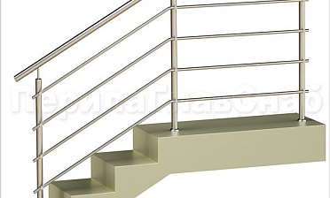 Четыре ригеля на держателях, круглый поручень и круглые стойки купить в Перми