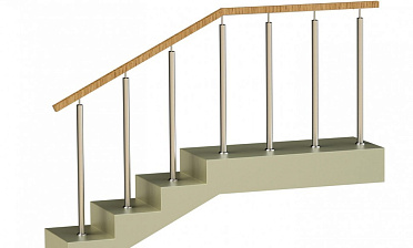 Ограждения со стойками в каждую ступень с квадратным деревянным поручнем без ригелей купить в Перми