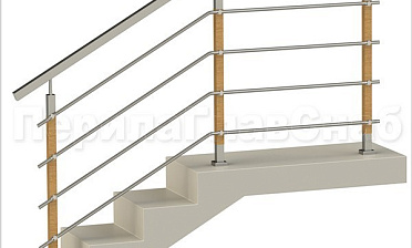 Четыре ригеля на держателях, квадратный поручень и стойки с деревянными вставками купить в Перми