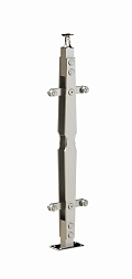 Стойка эксклюзивная из двух пластин с двумя пластинчатыми стеклодержателями, крепление в пол, регулируемый ложемент (AISI 304) k769 купить в Перми