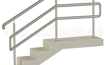 Нержавеющие ограждения с двойным поручнем без ригелей - вариант 1 в Перми. Готовые проекты ПерилаГлавСнаб