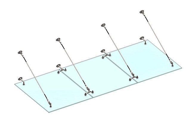 Комплект фурнитуры для козырька 1500х3700 (на вантах/тягах) k671-15-37 2