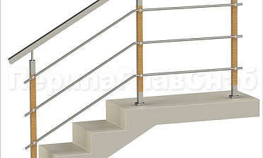 Три ригеля на держателях, квадратные поручень и деревянные стойки купить в Перми