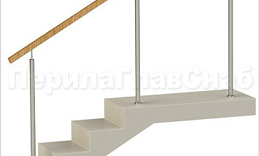 Нержавеющие ограждения без ригелей с квадратным деревянным поручнем купить в Перми