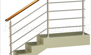 Четыре ригеля на держателях, круглый деревянный поручень и круглые стойки купить в Перми