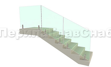 Цельностеклянное лестничное ограждение на министойках из нержавеющей стали для крыльца купить в Перми