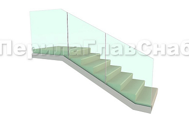 Цельностеклянное ограждение на зажимном алюминиевом профиле для крыльца купить в Перми
