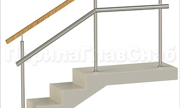 Ограждения с квадратным деревянным поручнем и дополнительным поручнем без ригелей купить в Перми