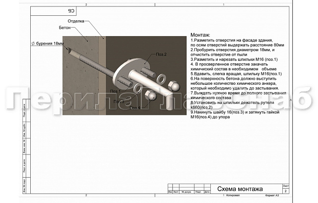 Комплект фурнитуры для козырька 1200х3700 (на вантах/тягах) k671-12-37 5