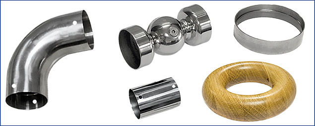 Соединители и отводы для деревянного поручня в Перми. Комплектующие для лестничных ограждений и перил ПерилаГлавСнаб Соединители и отводы для деревянного поручня в Перми. Комплектующие для лестничных ограждений и перил ПерилаГлавСнаб